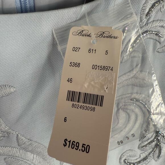 Brooks Brothers Blue Sheath Semi Formal Dress Baby Blue w/ Beaded Details size 6 - Picture 9 of 9